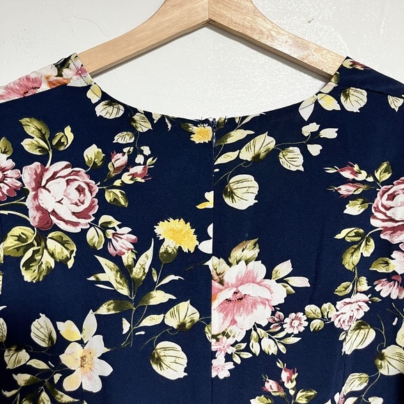 SHEIN Navy Floral High-Low Midi Dress – Size M - Picture 11 of 12